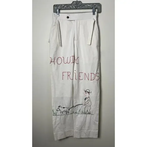 RARE!!! BODE HOWDY FRIENDS CHAINSTITCH PANTS - Picture 4 of 15